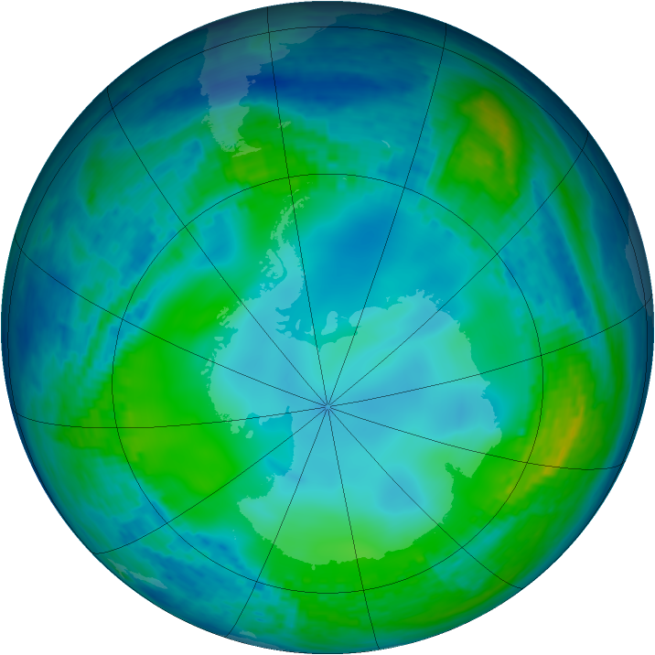 Antarctic ozone map for 25 May 2004
